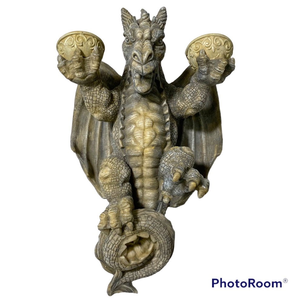 Design Toscano Dragon Candle Holder Wall Hanger Decor Statue